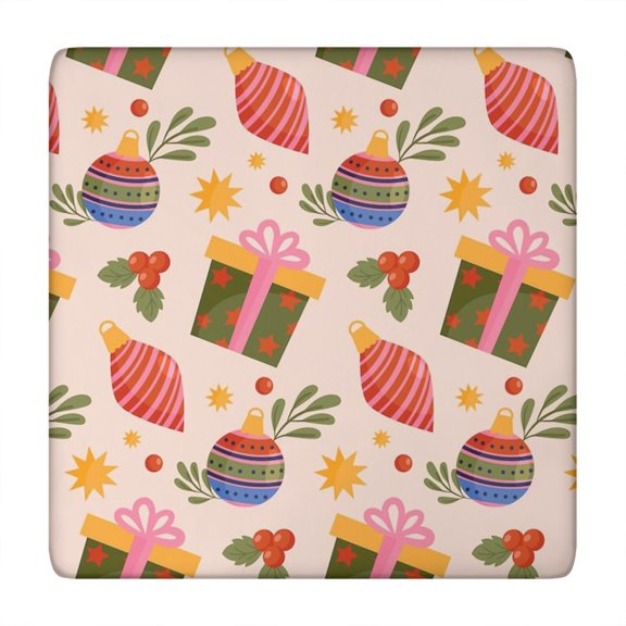 Wrinkle-Free Elastic Christmas Table Cover, 34 Inch Square Size, Machine Washable for Convenience, Adds a Merry Touch to Your New Year's Eve Party Table Setting