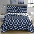thumbnail image 1 of Wrinkle-Free Meridian Oversized Coverlet Set, Reversible Geometric Pattern : Full/Queen - Navy/White, 1 of 2