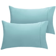 Luxclub Microfiber Cooling Pillow Cases King Size Wrinkle Free, Breathable Bedding Set, 2 Pack, Aqua