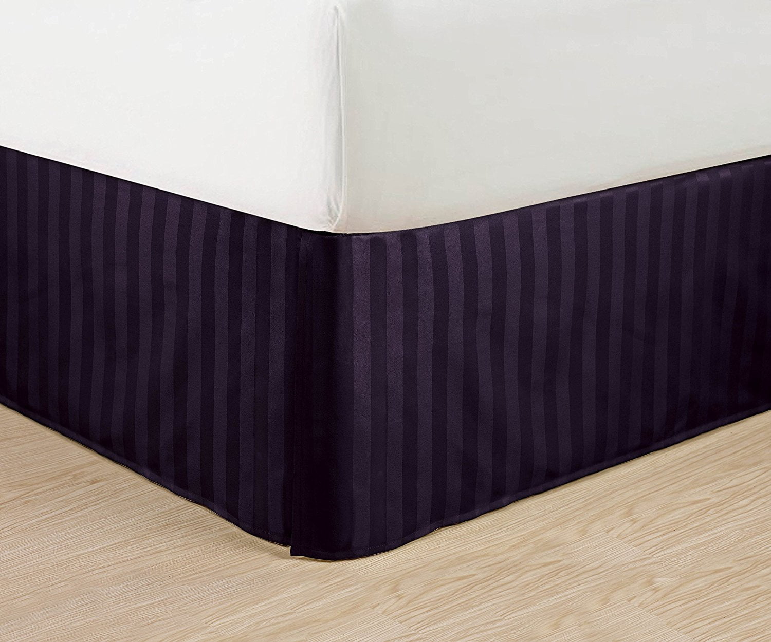 Wrinkle Free STRIPE Bed Skirt Pleated Tailored 14" Queen,Purple