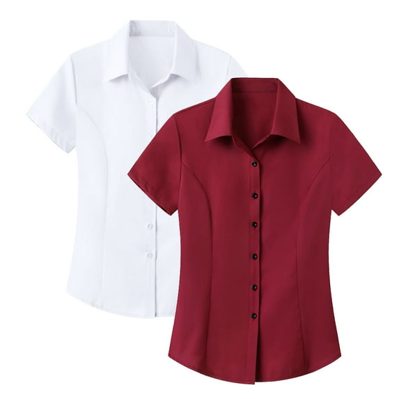 Wrinkle Free Short Sleeve Dress Shirt For Women Professional Business Attire Easy Care Interview Clothing