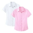 thumbnail image 1 of Wrinkle Free Short Sleeve Dress Shirt For Women Professional Business Attire Easy Care Interview Clothing, 1 of 2