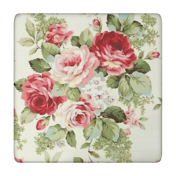 Wrinkle-Free Square Tablecloth with Floral Design, Elastic Fit and Waterproof Polyester for Kitchen, 34x34 Inch