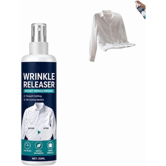 Wrinkle Release Spray for Clothes, No Iron Fabric Smoothing Spray, Fabric Refresher and Deodorizing Mist, Reduces Creases on Shirts, Dresses, Bedding and Curtains, Travel Friendly (1Pcs)