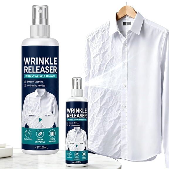 Wrinkle Release Spray, No-Iron Instant Wrinkle Removal & Static-Free Fabric Freshening for Travel Home Office and Daily Clothing Care