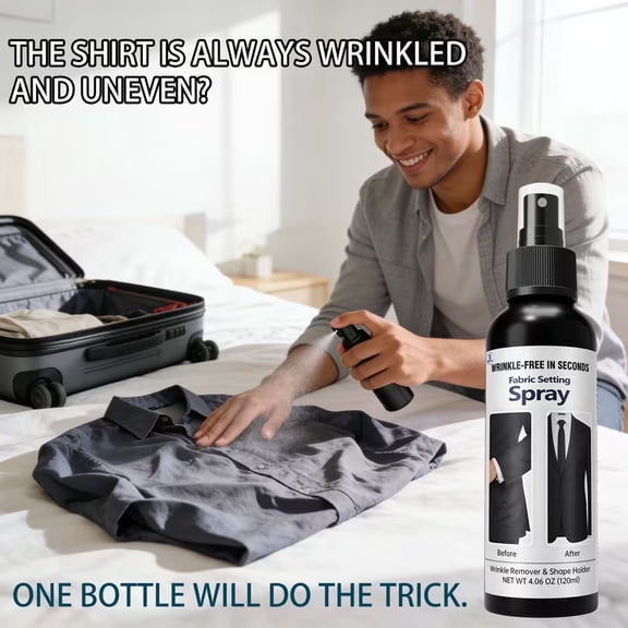 Wrinkle Release Spray for Clothes 120ml – Fabric Wrinkle Remover and Setting Spray for Suits, Shirts, Dresses and Travel, No-Iron Quick
