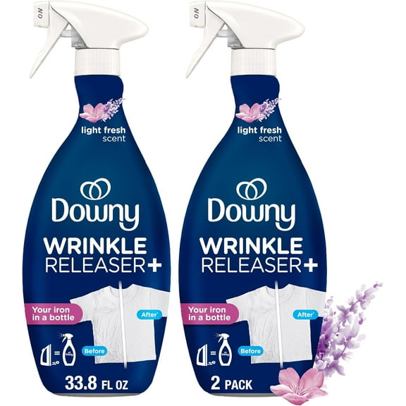 Wrinkle Releaser Spray, All In One Wrinkle Release Spray, Odor Eliminator, Static Remover, Fabric Refresher & Ironing Aid for Clothes, 33.8 Fl Oz (Pack of 2), Light Fresh Scent