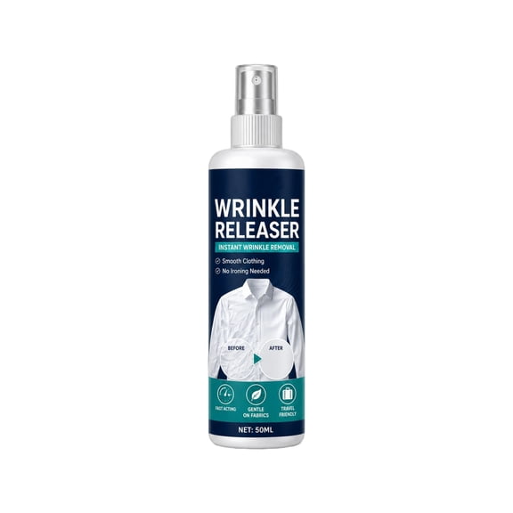 Wrinkle Releaser Spray | All In One Wrinkle Release Spray, Travel Size Wrinkle Release Spray, Odor Eliminator, Static Remover | Fabric Refresher & Ironing Aid for Clothes 50ML
