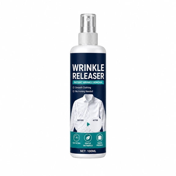 Wrinkle Releaser Spray, Wrinkle Release Spray Travel Size No Iron, Travel-Ready, Static-Free & Fresh, No Iron Clothes Spray for Shirts Dresses Suits Bedding, 50ML