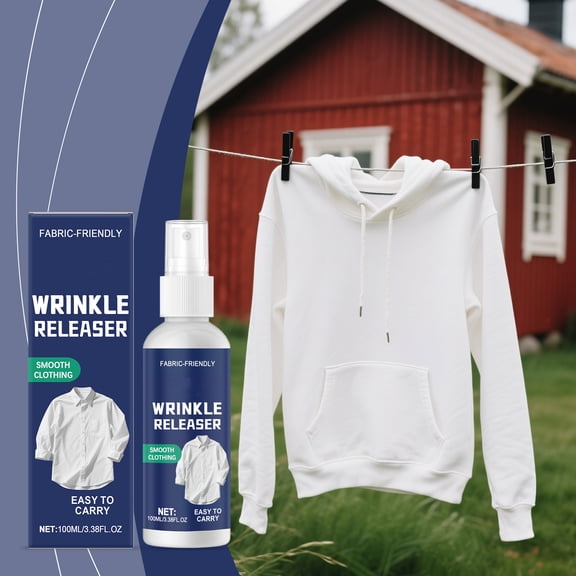Wrinkle Remover Spray 100ML, No-Iron Fabric Smoothing Spray for Travel, Works on Clothing, Curtains, and Linens