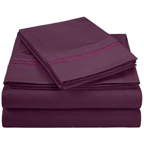 Wrinkle-Resistant 2-Line Embroidery Microfiber Sheet Set