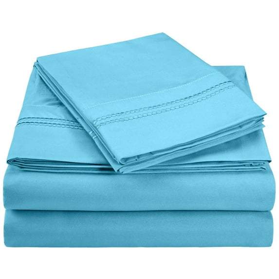 Wrinkle-Resistant 2-Line Embroidery Microfiber Sheet Set