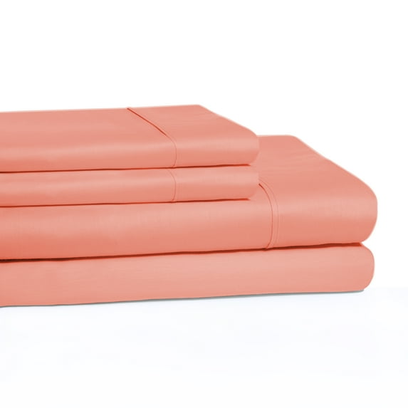 Wrinkle-Resistant Cotton Sheet Set - Cal King, Coral