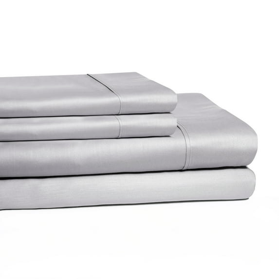 Wrinkle-Resistant Cotton Sheet Set - Twin, Light Grey