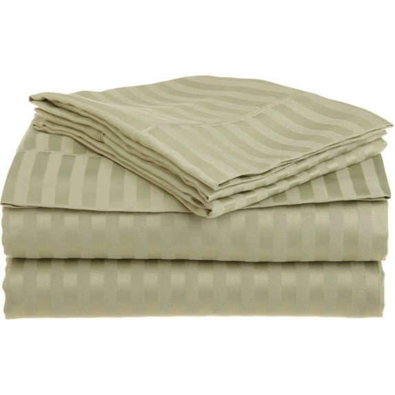 Wrinkle-Resistant Striped Microfiber Sheet Set Sage / Twin
