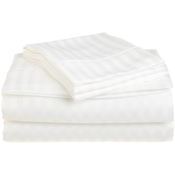 Wrinkle-Resistant Striped Microfiber Sheet Set White / Twin XL