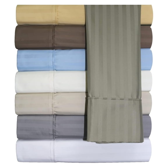 Wrinkle Sheets, 650 Thread Count, Cotton Blend Sheet Set, Striped, Extra Deep Pocket, King, White
