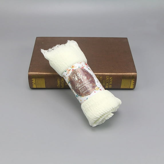 Wrinkle Textured Scarf with Fringe Trim, Solid Color Cotton Head Wrap for Women, Breathable Multi-Way Head Neck Shawl, Lightweight Everyday Scarf for Work, Parties and Casual Wear - White