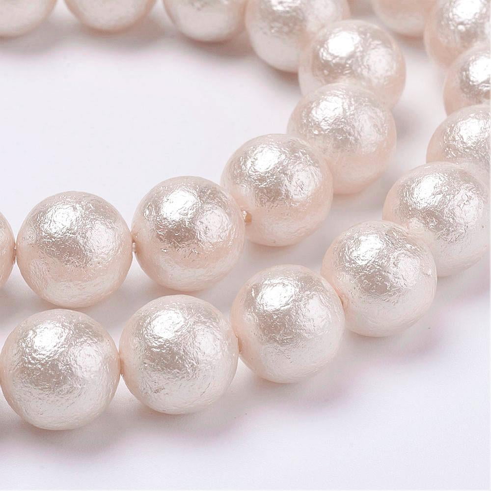 Wrinkle Textured Shell Pearl Beads Strands Round White 14mm Hole: 1mm 28pcs/strand 15.6 inch(39.5cm) diy