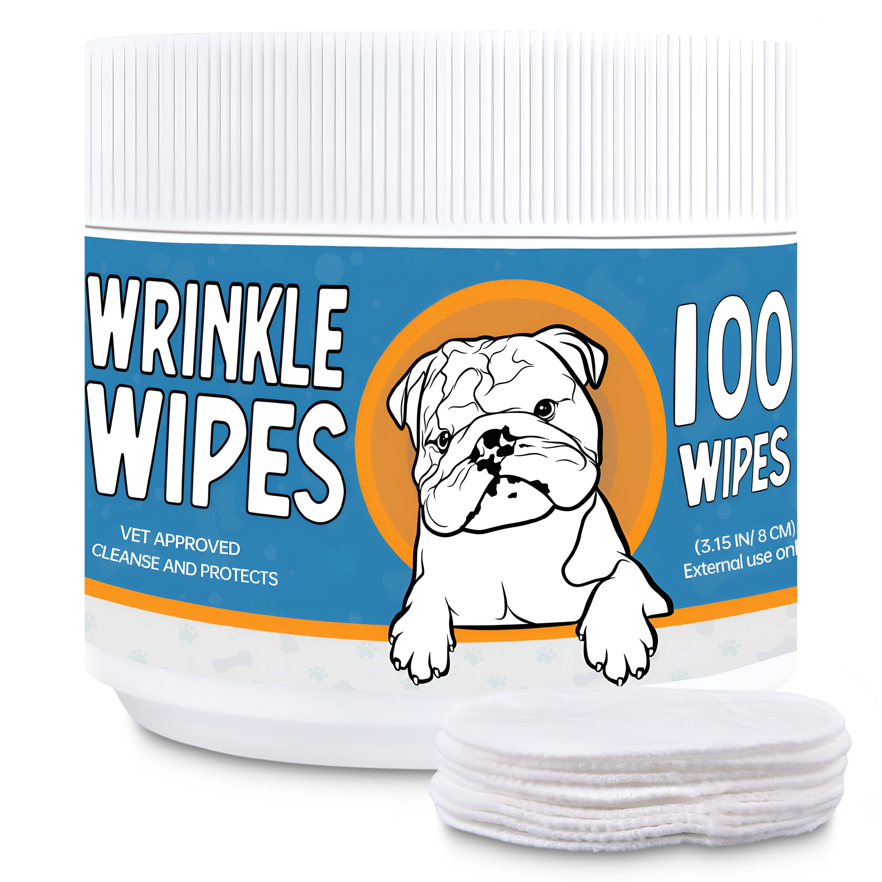 Wrinkle Wipes for Dogs 100 Count Dog Wrinkle Wipes French Bulldog English Bulldog Pugs 3.15 in Large Bulldog Face Wipes Cleaning Soothes on