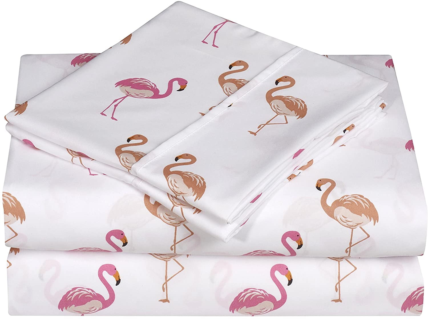 Wrinkle and Fade Resistant (6-Piece) Bedding Set Full Flamingo