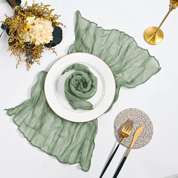 Wrinkled Dinner Napkins Gauze Cheesecloth Napkins 20 x 20 Inch Rustic Boho Table Napkins Decorative for Weddings Parties Event Home Table(Green,20PCS)