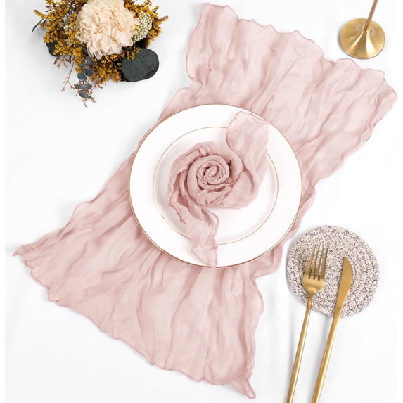 Wrinkled Dinner Napkins Gauze Cheesecloth Napkins 20 x 20 Inch Rustic Boho Table Napkins Decorative for Weddings Parties Event Home Table(Pink,6PCS)
