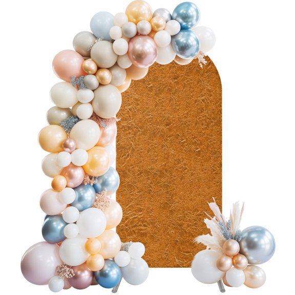 Wrinkled Parchment Arch Backdrop Cover 4 FT Country Rustic Orange Ochre Fibrous Texture Stretchy Elastic Arch Stand Covers Spandex Arched Background Birthday Wedding Party Decoration (No Stand)