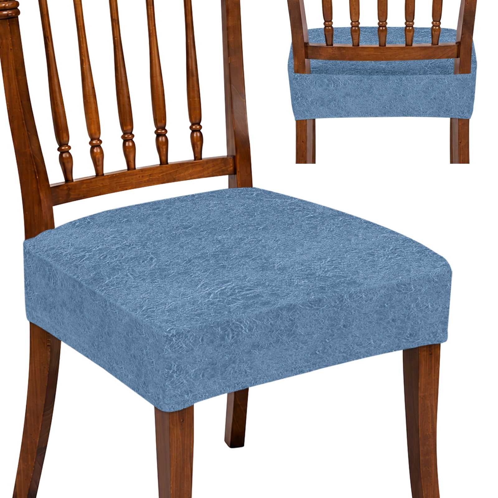 Wrinkled Parchment Chair Seat Covers Set of 2 Country Rustic Slate Blue ...