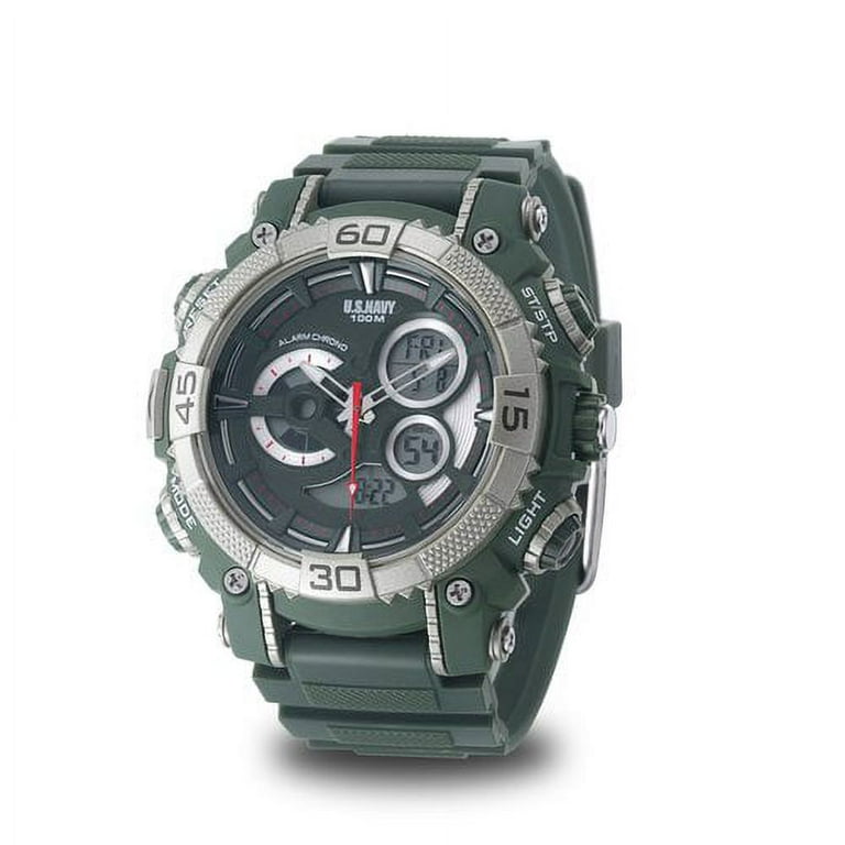 Wrist Armor Men s U.S. Navy C40 Multifunction Watch Green and Red