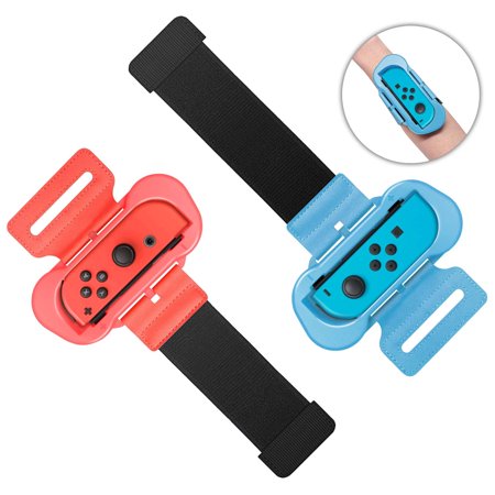 Wrist Bands for Joy-Cons,Adjustable Elastic Strap, Two Size for Adults & Children,2 Pack Red/Blue