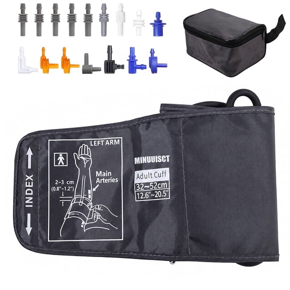 Arm Blood Pressure Cuff with 16 Connectors and Storage Bag, Universal Compatible Design, Premium Durable Material for Home Clinical Daily Use(12.6-20.5in)