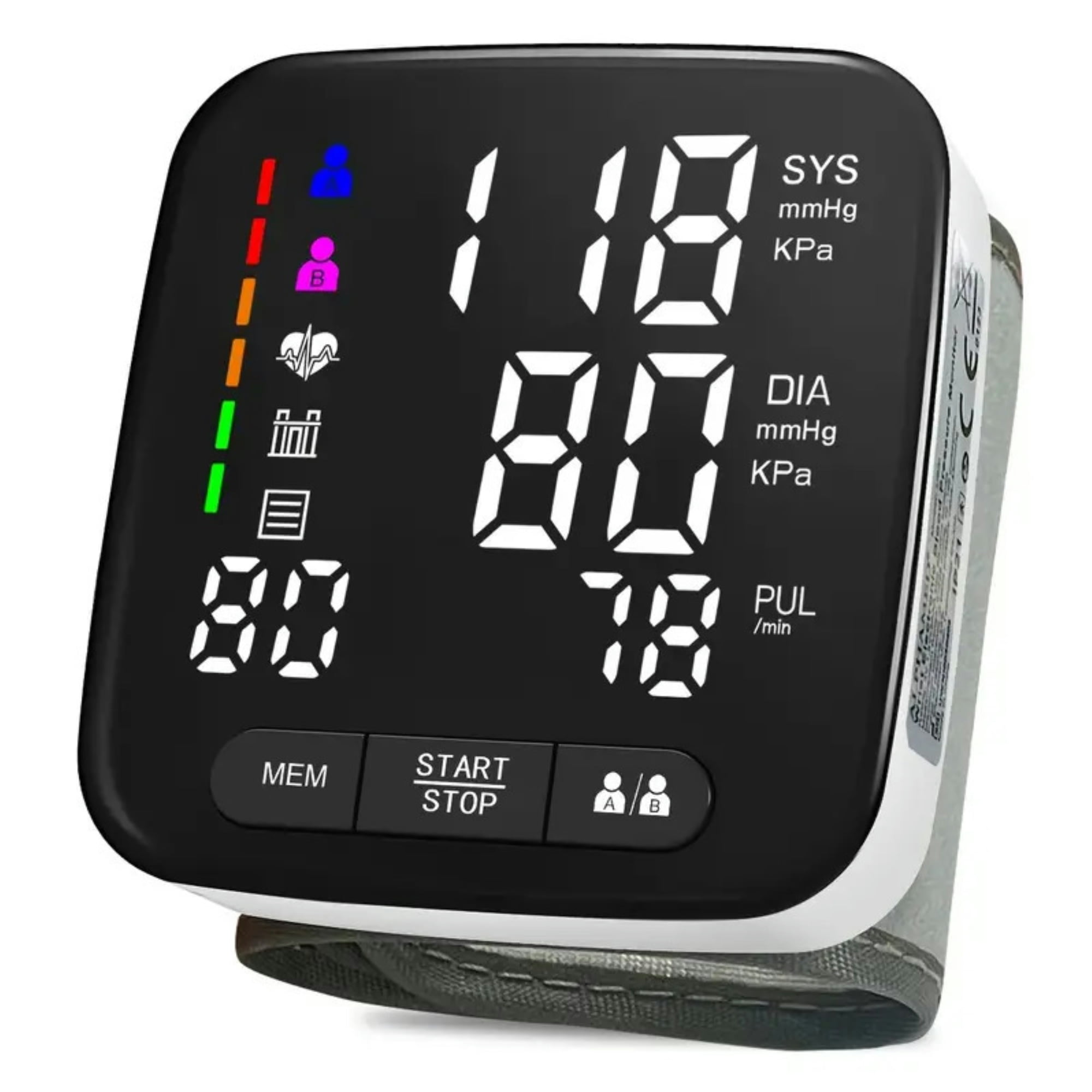 Wrist Blood Pressure Monitor, 5.3-8.4 Inch Large Backlit Display, Detachable Adult Cuff, Arrhythmia Detection, 2x90 Memory Readings, Battery-Powered (Battery Not Included), Health Monitoring Device |