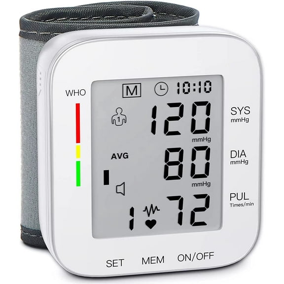 Wrist Blood Pressure Monitor Bp Monitor Large LCD Display Blood Pressure Machine Adjustable Wrist Cuff 5.31-7.68inch Automatic 99x2 Sets Memory with Carrying Case for Home Use (W1681)