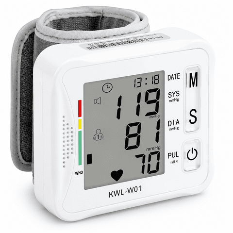 Wrist Blood Pressure Monitor for Home Use, Wrist Digital BP Machine Cuff with LED Backlit Display, Voice Broadcast, 2 * 99 Memory Storage for 2 Users with Carrying Case