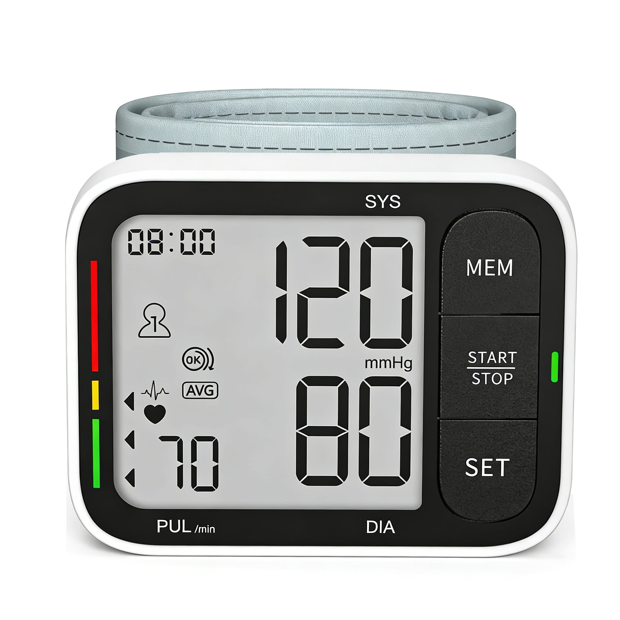 Wrist Blood Pressure Monitor, Large LCD Screen & Voice Announcements, Adjustable Cuff (5.3–8.4 in), 2×120 Memory, Irregular Heartbeat Detection, Portable Blood Pressure Monitor for Home, Travel