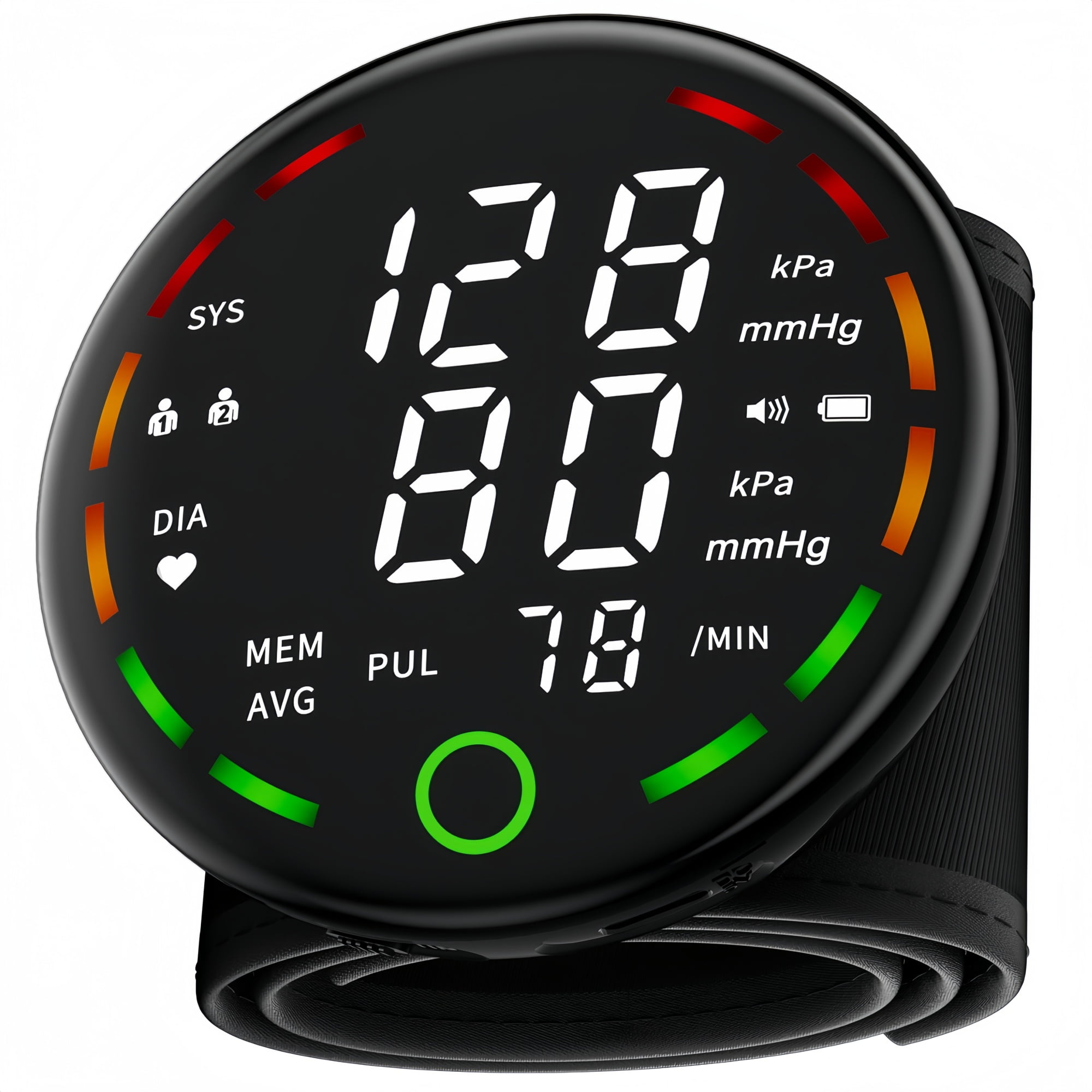 Wrist Blood Pressure Monitor with Led Touch Screen -Adjustable Wrist Blood Pressure Cuff (5.3-7.6inch)Rechargeable Wrist Bp Monitor with 99x2 Reading Memory and Carrying Case(Black)