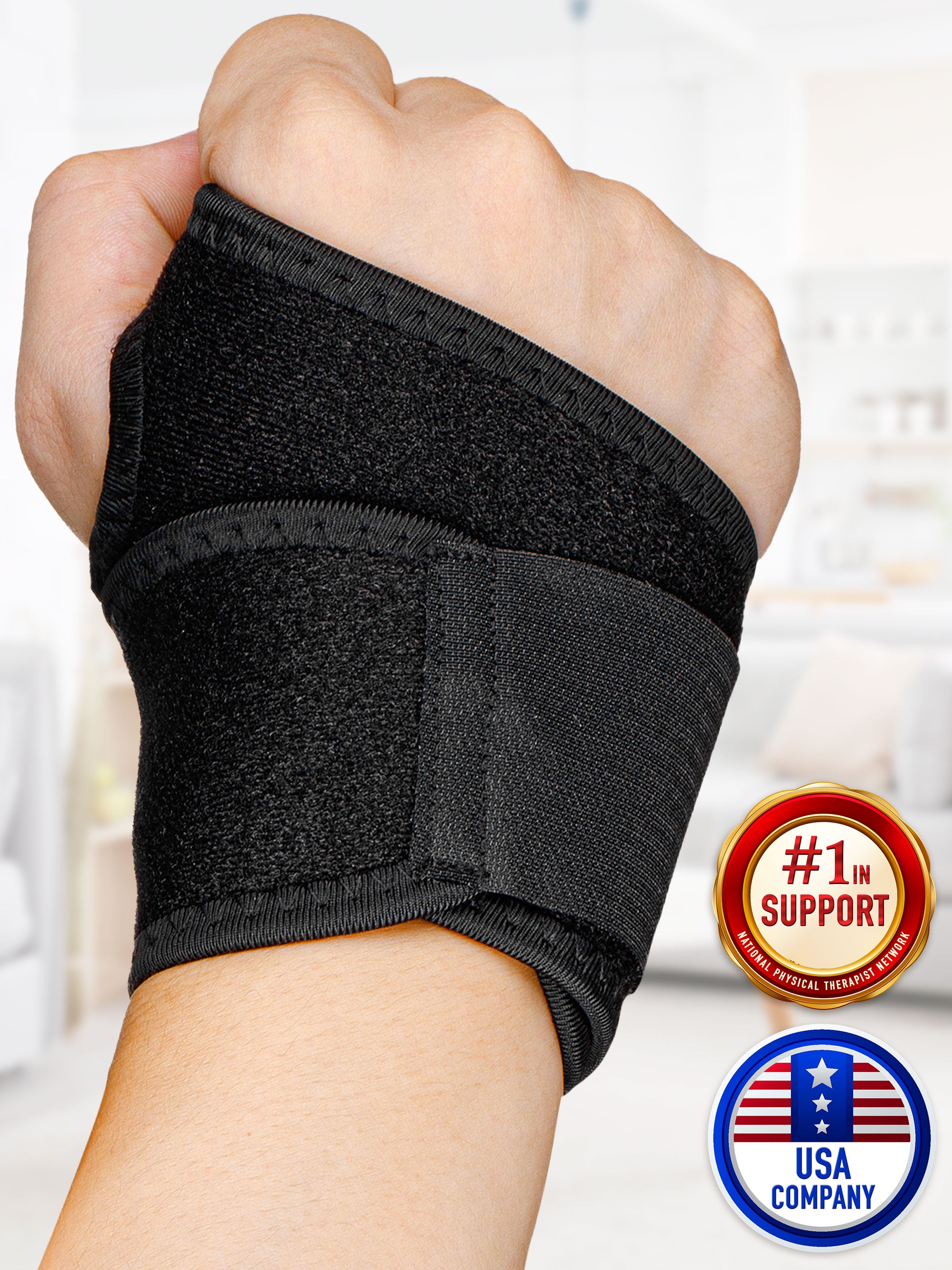 Wrist Brace (Black, Fits Left/Right), Wrist Compression Sleeve for Carpal Tunnel, Tendonitis & Arthritis Pain Relief, Comfortable Wrist Support by Cozlow