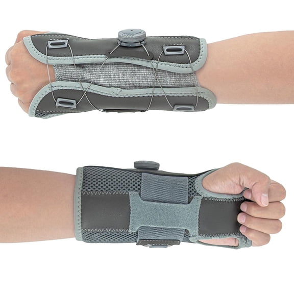 Wrist Brace for Carpal Tunnel- Adjustable Knob Hand Brace Night Support, Fits 7"-11" Wrist, for Men, Women, Tendonitis, Arthritis, Athletic Pain(Grey)