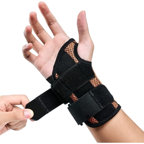 Wrist Brace Copper Carpal Tunnel Wrist Brace, Wrist Support for Arthritis,Tendonitis, Sprain, Repetitive Strain, Night Sleep Hand Wrist Splint for Men and Women Fits Right/Left