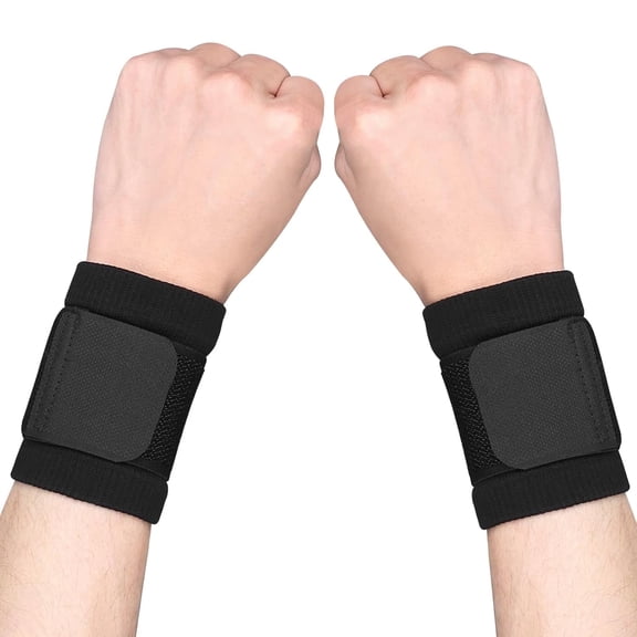 Hautllaif Wrist Brace Elastic Adjustable Carpal Tunnel Wrist Support for Left Right Wrists Tendonitis, Arthritis, Wrist Pain Relief, Work, Movement, Pack of 2 (Black, L)