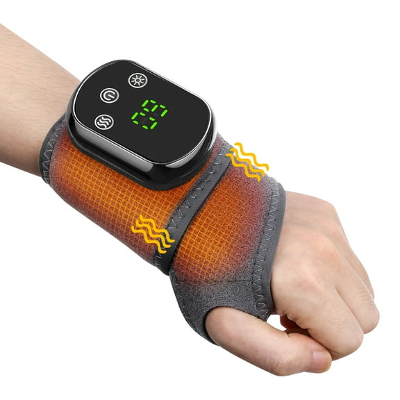 Wrist Brace Massage, Hot Compress Wrist Brace Thermal Wrist Support for Sprains, 3 Vibration Mode, 5 Heat Level, Auto Shut Off, Gifts for Family, Travel, Left Right Hand