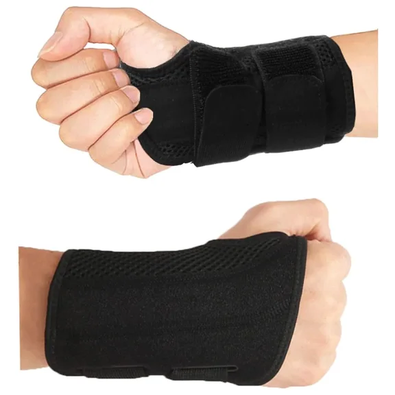 Wrist Brace Night Wrist Sleep Support Splint Compression Sleeve Adjustable Straps for Wrist Pain Relief, Carpal Tunnel, Arthritis, Tendonitis, Fitness (Black-1, L/XL-Left and Right Hand (Pack of 2))