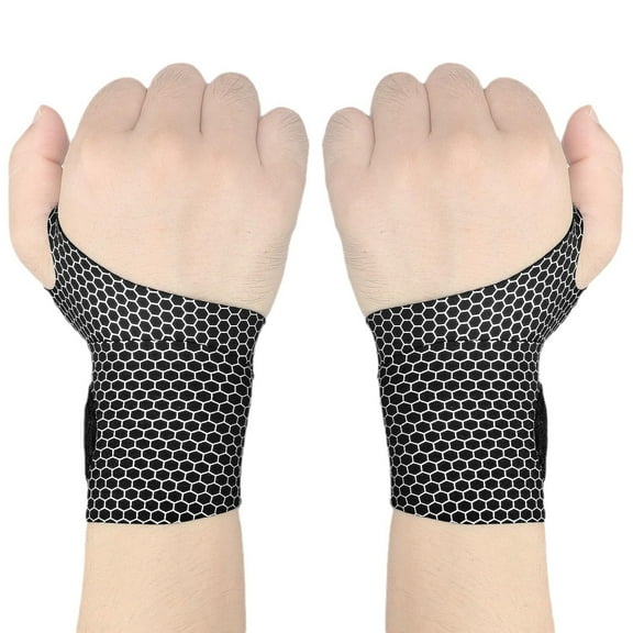 Wrist Brace Wraps for Carpal Tunnel Arthritis Tendonitis, Hand Support-2 Pieces Black