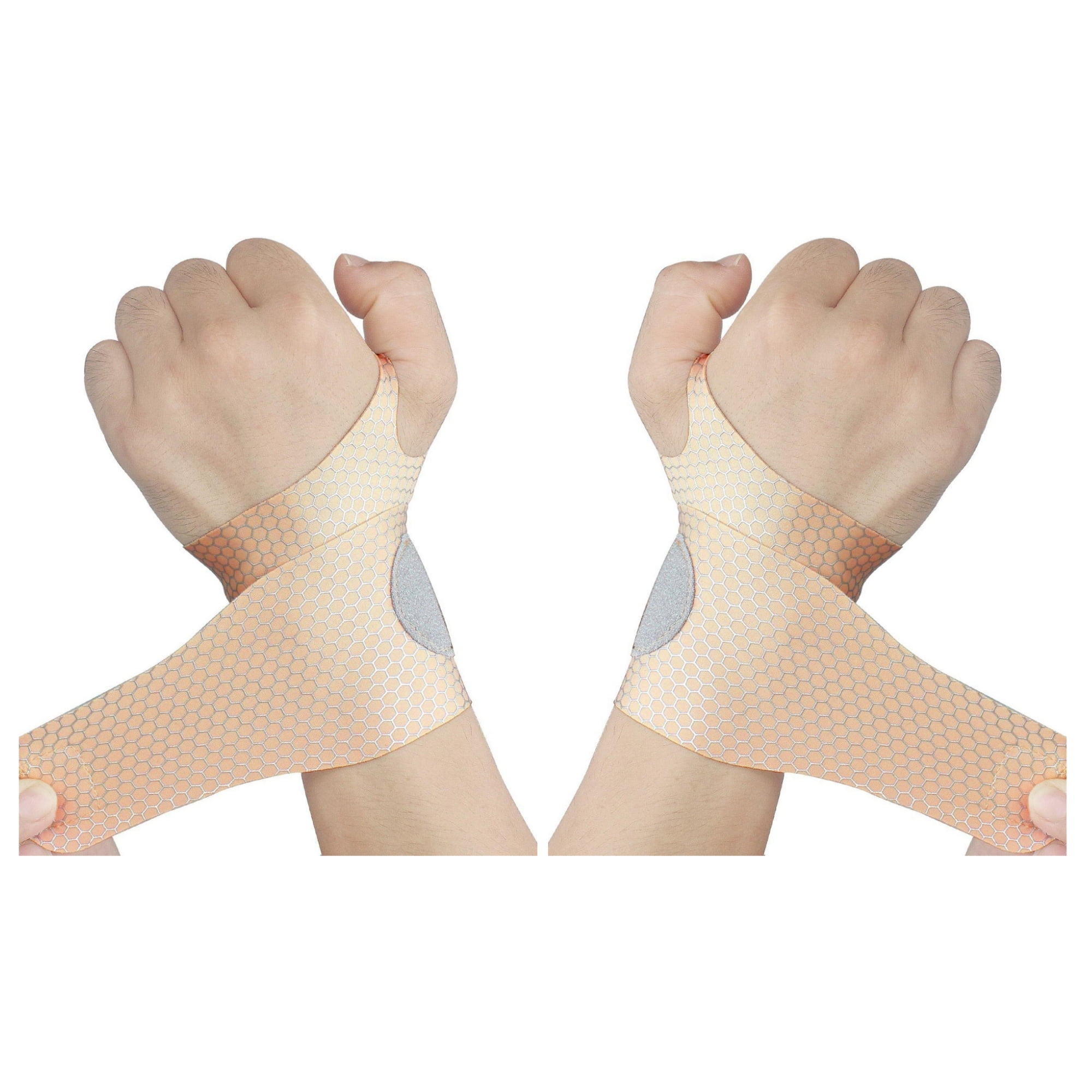 Wrist Brace Wraps for Carpal Tunnel Arthritis Tendonitis, Hand Support-2 Pieces Light yellow