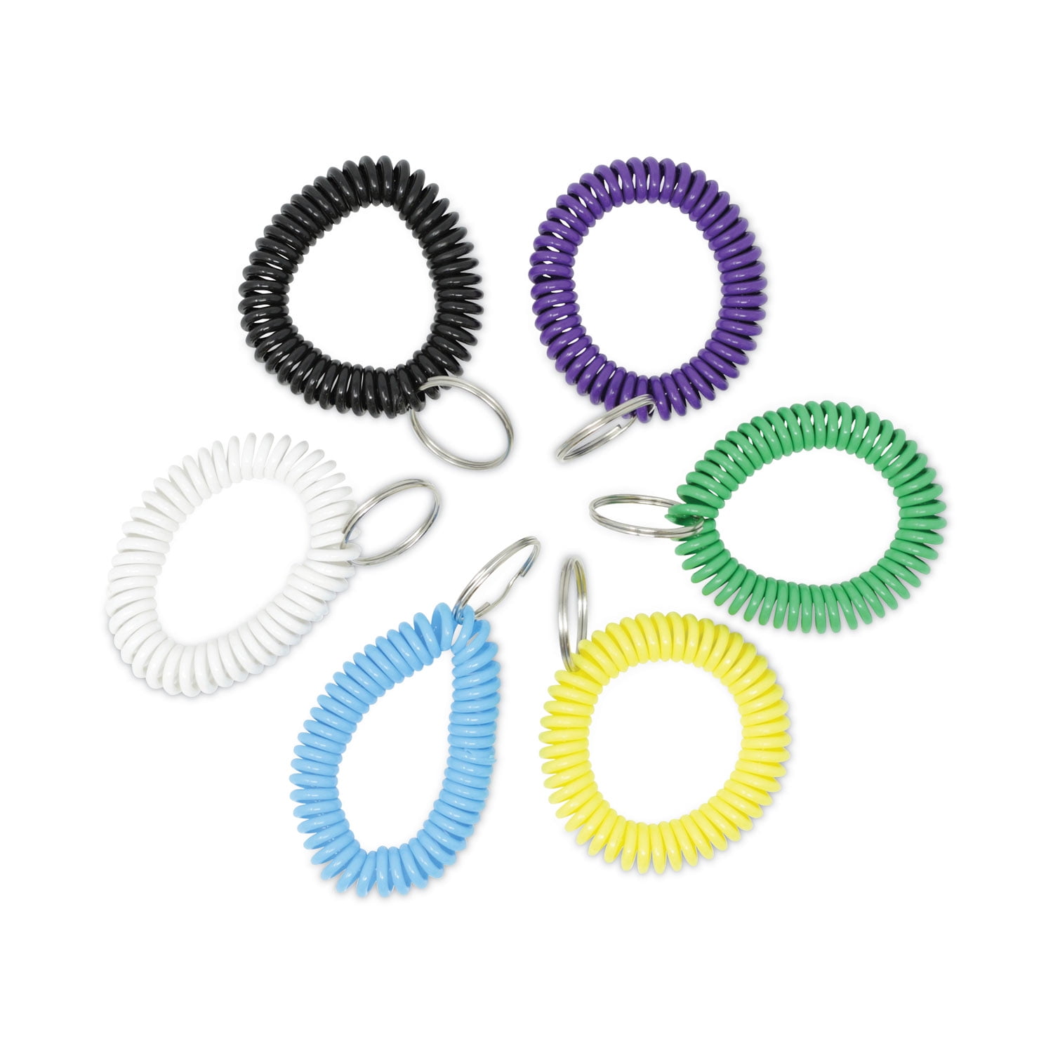 7-Pack Assorted Color Stretchable Plastic Bracelet Wrist Coil Wrist band  Key Ring Chain Holder Tag