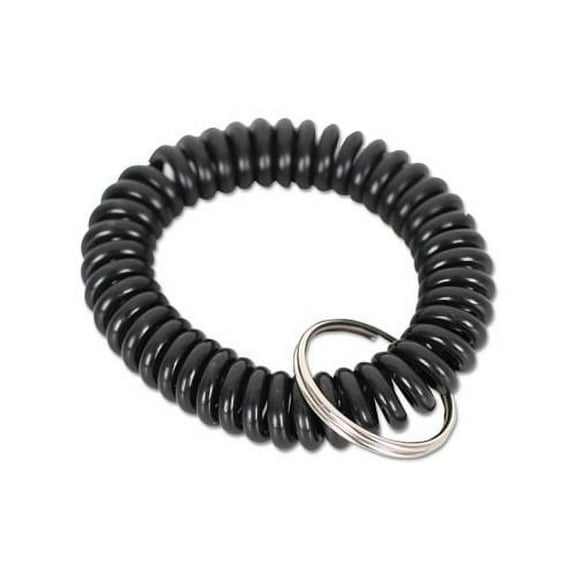 Wrist Coil Plus Key Ring Plastic, Black, 6/Pack