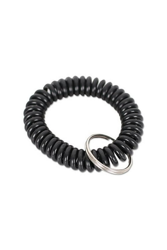 Wrist Coil Plus Key Ring Plastic, Black, 6/Pack
