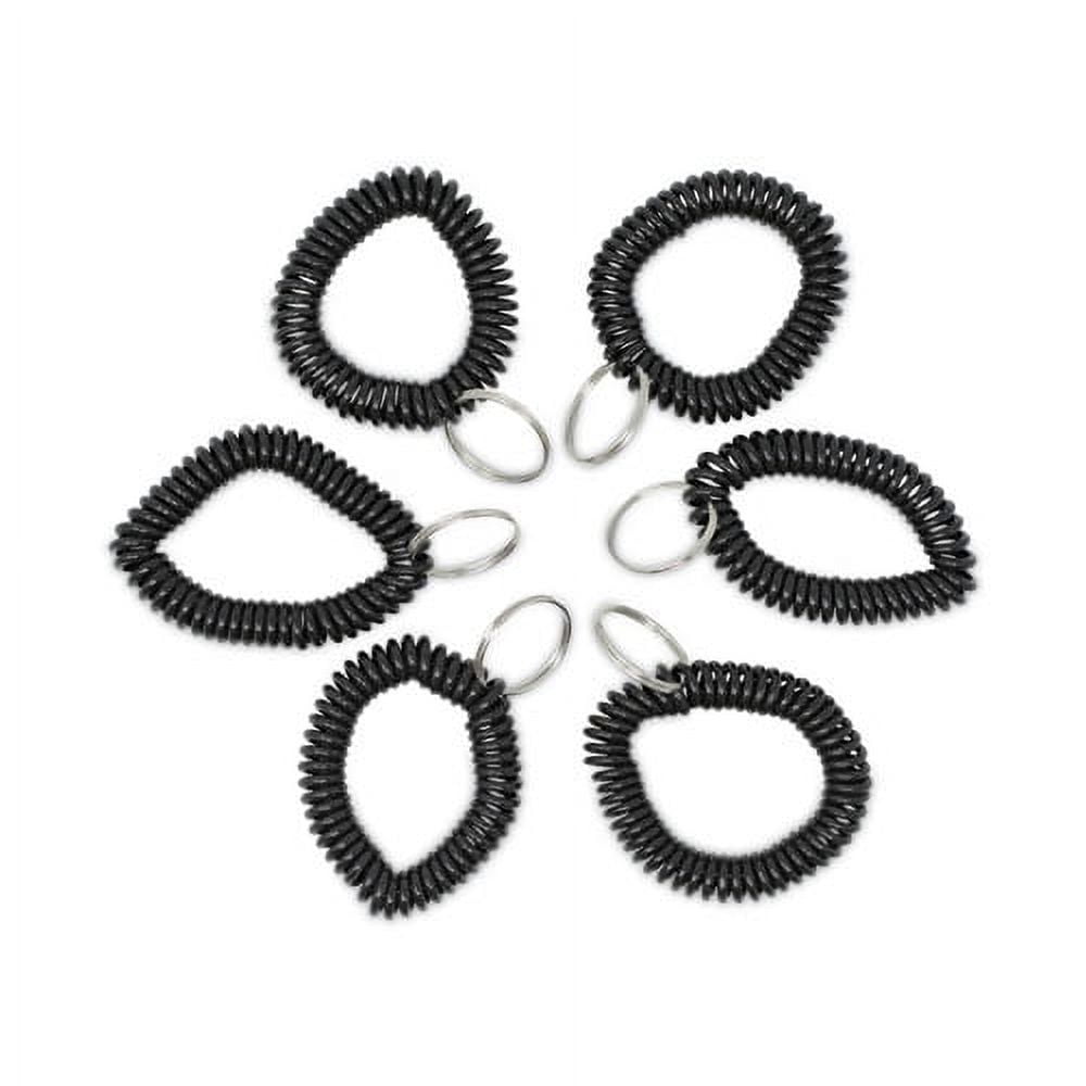 Wrist Coil Plus Key Ring, Plastic, Black, 6/Pack Wrist Coil Plus Key Ring, Plastic, Black, 6/Pack