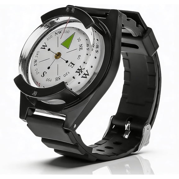 Wrist Compass, Multifunctional Compass with Watchband Navigation Wrist Watch Strap for Outdoor Sports Diving Sailing Hiking